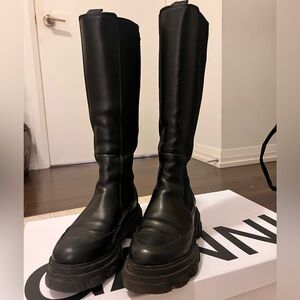 Cleated High Chelsea Boots in Black